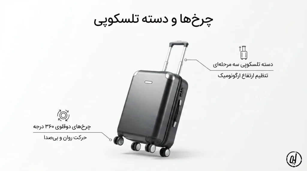 چرخها و دسته تلسکوپی