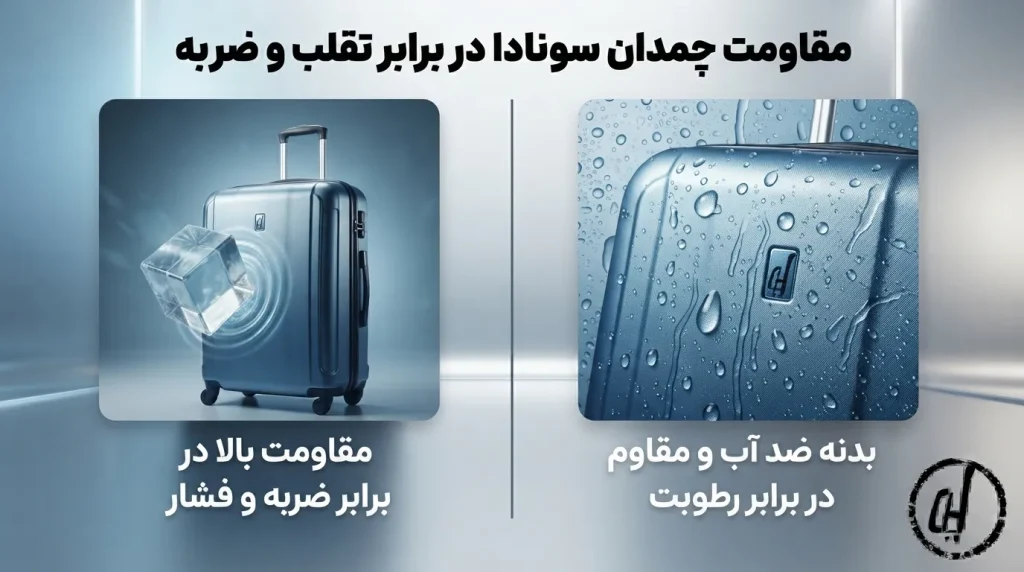 مقاومت چمدان سونادا در برابر ضربه و آب