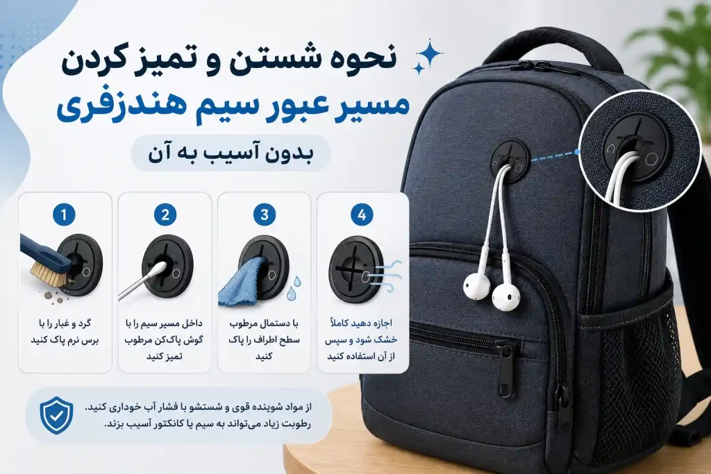 نحوه شستن و تمیز کردن مسیر عبور سیم هندزفری بدون آسیب به آن