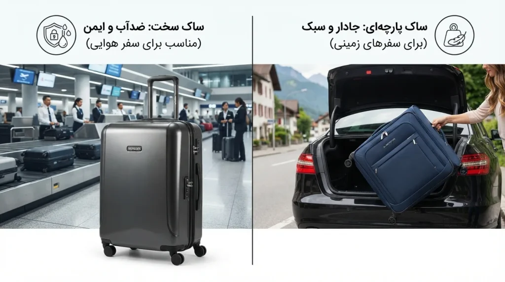 چمدان پارچه‌ای بهتر است یا سخت؟