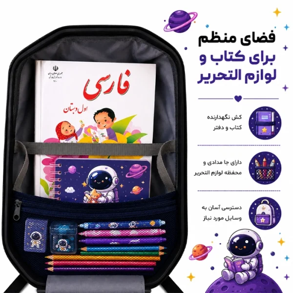 کوله مدرسه مارینوکس طرح فضانورد داخل