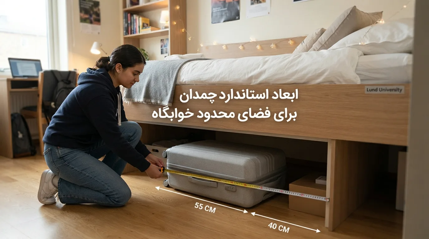 اندازه و ابعاد استاندارد چمدان برای فضای محدود خوابگاه