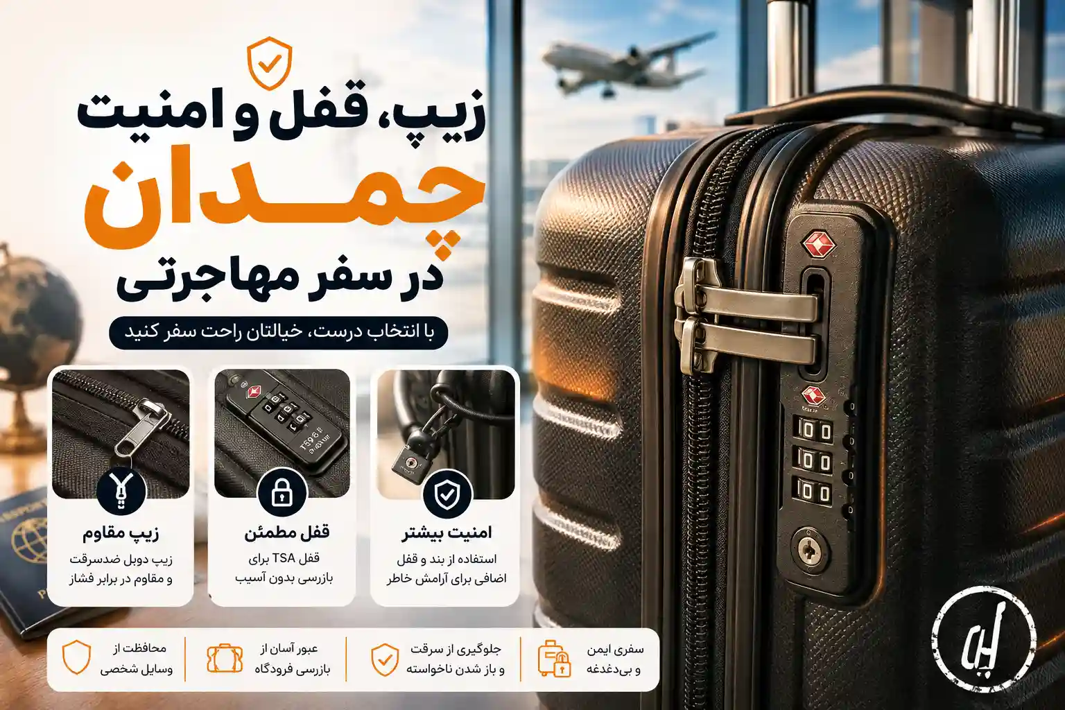 زیپ، قفل و امنیت چمدان در سفر مهاجرتی