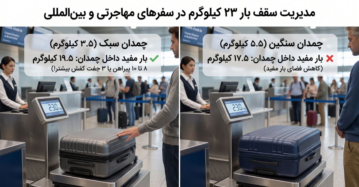 مدیریت سقف بار ۲۳ کیلوگرم در سفرهای مهاجرتی و بین‌المللی
